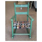 PAINTED TODDLER ROCKING CHAIR WITH SEAT MADE FROM OLD MEN