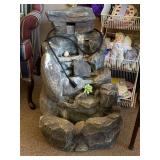 INDOOR/OUTDOOR FAUX STONE WATER FOUNTAIN (WORKS) 27" TALL X 17" WIDE X 17" DEEP