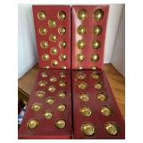 2 BOXES 14 GOLD GLASS BALL ORNAMENTS & 2 BOXES 10 GOLD GLASS BALL ORNAMENTS