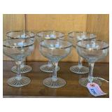 SET OF 6 FOSTORIA GOLD RIM COUPE GLASSES
