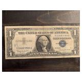 1957B $1 BLUE SEAL SILVER CERTIFICATE WITH 3 DOUBLE NUMBERS - SERIAL NO Y00883566A