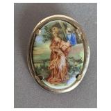VINTAGE GOLD TONE VICTORIAN CAMEO STYLE BROOCH - CHECKOUT