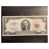 1963 $2 RED SEAL UNITED STATES NOTE (VERY CRISP) - SERIAL NO A08703401A