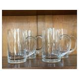 SET OF 4 TALL OPTIC GLASS BEER MUGS (SMALL CHIP ON RIM OF ONE)