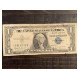 1957B $1 BLUE SEAL SILVER CERTIFICATE STAR NOTE - SERIAL NO *19555202B
