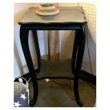 ANTIQUE 2 TIER PARLOR TABLE 18" SQUARE X 28 1/2" TALL