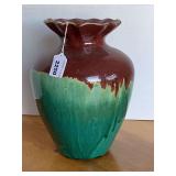 GLAZED POTTERY LARGE VASE 11" TALL X 8" WIDE