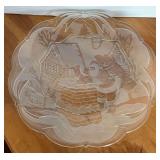 LARGE CRYSTAL FROSTED SANTA PLATTER 15" ROUND