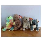 4 TY BEANIES (1999 ALMOND, 1999 PECAN, 1999 EUCALYPTUS, 1998 SAMMY W/ TAG ERROR)