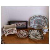 VINTAGE KOREAN TRADITIONAL WEDDING MARCH SHADOW BOX, ORIENTAL PLANTER & MORE