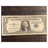 1957B $1 BLUE SEAL SILVER CERTIFICATE NOTE (CRISP) - SERIAL NO X26275297A