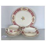 VINTAGE HOMER LAUGHLIN "MAJESTIC FLORAL" 5 PIECE PLACE SETTING