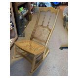 VINTAGE LADIES ROCKING CHAIR W/ CANE BACK & SEAT - GREAT CONDITION