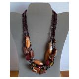 4 STRAND AGATE CARNELIAN BEADS & AMETHYST BEADS 18" LONG - CHECKOUT