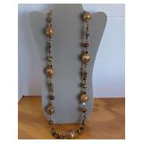 NICE BROWN AGATE BEADED NECKLACE 36" LONG - CHECKOUT