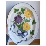 VINTAGE LARGE LAURIE GATES STONEWARE PLATTER "FLORA DAISY" 16X12
