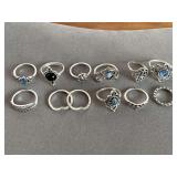 BAG OF 12 SILVERTONE FASHION RINGS - CHECKOUT