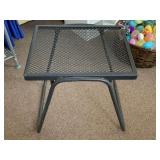 WROUGHT IRON BLACK METAL SIDE TABLE 16" X 14" X 17" TALL