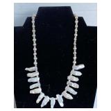 WHITE GENUINE FRESHWATER BIWA & POTATO PEARL 16" CHOKER W/ 925 STERLING SILVER CLASP - CHECKOUT