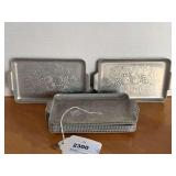 12 VINTAGE FRUIT/BIRD TIN TRINKET/SNACK PLATES 7 1/2" X 4 1/4"