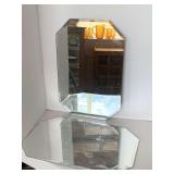 2 BEVELED GLASS MIRROR TRAYS 18X12