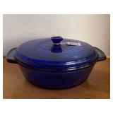 COBALT BLUE LARGE ANCHOR HOCKING COVERED 2 QT CASSEROLE DISH