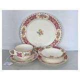 VINTAGE HOMER LAUGHLIN "MAJESTIC FLORAL" 5 PIECE PLACE SETTING