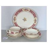 VINTAGE HOMER LAUGHLIN "MAJESTIC FLORAL" 5 PIECE PLACE SETTING