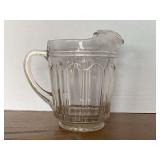 HEAVY ANCHOR HOCKING "COLONIAL KNIFE & FORT" PANEL WATER PITCHER 9" TALL X 8" WIDE