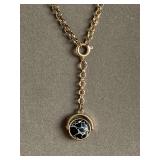 MARBLESQUE REVERSED TO QUARTZ PENDANT ON GOLD TONE CHAIN 18" LONG - CHECKOUT