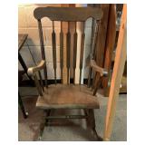 VINTAGE SOLID WOOD HIGH BACK ROCKING CHAIR