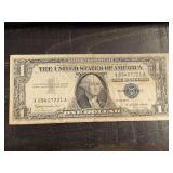 1957B $1 BLUE SEAL SILVER CERTIFICATE NOTE - SERIAL NO X89407221A
