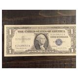 1957B $1 BLUE SEAL SILVER CERTIFICATE NOTE - SERIAL NO X14199241A