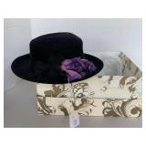 VINTAGE 100% WOOL LADIES HAT W/ FLOWERS IN HAT BOX