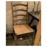 ANTIQUE LADDER BACK CHAIR W/ WOVEN RUSH SEAT