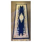 VINTAGE HAND KNOTTED NAVY/CREAM RUNNER 6