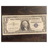 1957B $1 BLUE SEAL SILVER CERTIFICATE NOTE (CRISP) - SERIAL NO X26348172A