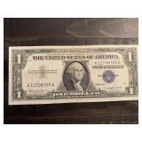 1957B $1 BLUE SEAL SILVER CERTIFICATE NOTE (VERY CRISP) - SERIAL NO X11708705A