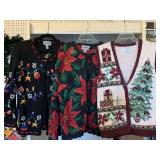 2 CHRISTMAS SWEATERS, 1 CHRISTMAS VEST - ALL SIZE LARGE