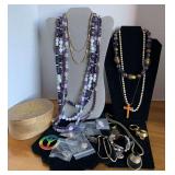 OVAL BOX FULL OF ASSORTED NECKLACES, BRACELETS & MORE - CHECKOUT