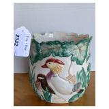 FITZ & FLOYD MANDARIN DUCK CACHE POT 8" TALL X 8" WIDE