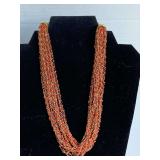 KENNETH JAY LANE 19 STRAND BEADED RED/GOLD 16" CHOKER - CHECKOUT