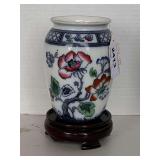 ANTIQUE LOSOL-WARE VASE "SPRINGFIELD" BY KEELING CO FROM ENGLAND W/ STAND 7" TALL