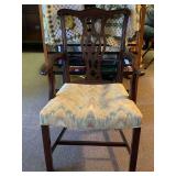 ANTIQUE GEORGE III STYLE MAHOGANY UPHOLSTERED ARM CHAIR