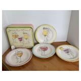 SET OF 4 ROSANNA "SUMMER WINE" DESSERT PLATES IN ORIGINAL BOX