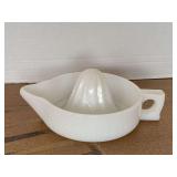 VINTAGE LARGE SUNKIST WHITE MILK GLASS JUICER/REAMER 8 1/2" LONG X 6" WIDE