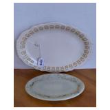 VINTAGE HOMER LAUGHLIN 11 1/2" PLATTER & ANTIQUE OPAL MILK GLASS DRESSER TRAY 8 1/4"