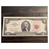 1963 $2 RED SEAL UNITED STATES NOTE (VERY CRISP) - SERIAL NO A13504025A