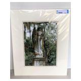 BLACK/WHITE FRAMEABLE EVERGREEN CEMETERY PHOTO FROM JACKSONVILLE, FL W/ COA "CHARMEINE - ANGEL OF HARMONY" MATTED 20X16