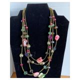 4 STRAND GLASS BEADED NECKLACE WITH FACETED BEADS & ABALONE SHELLS - CHECKOUT